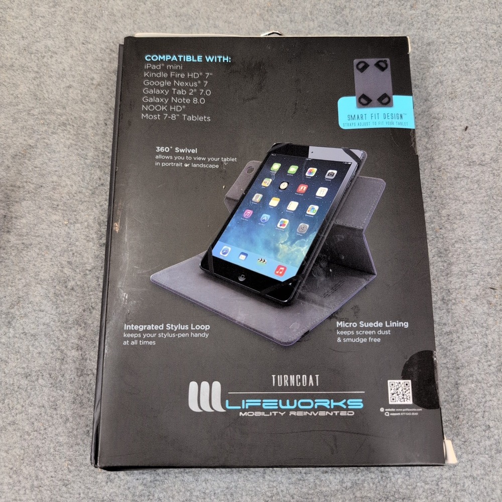 Lifeworks Turncoat Purple Universal 7-8 Inch Tablet Case 360 Swivel LW-T2010BU - Picture 2 of 3